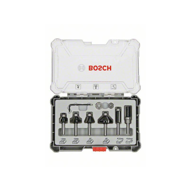 2607017469 BOSCH frezų rinkinys 6vnt. 8 mm TRIM - EDGING HANDLE