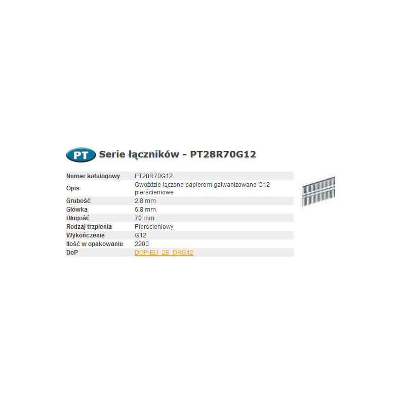 PT28R70G12 BOSTITCH VINYS PT 280-70 ŽIEDAS G12 2,2 M