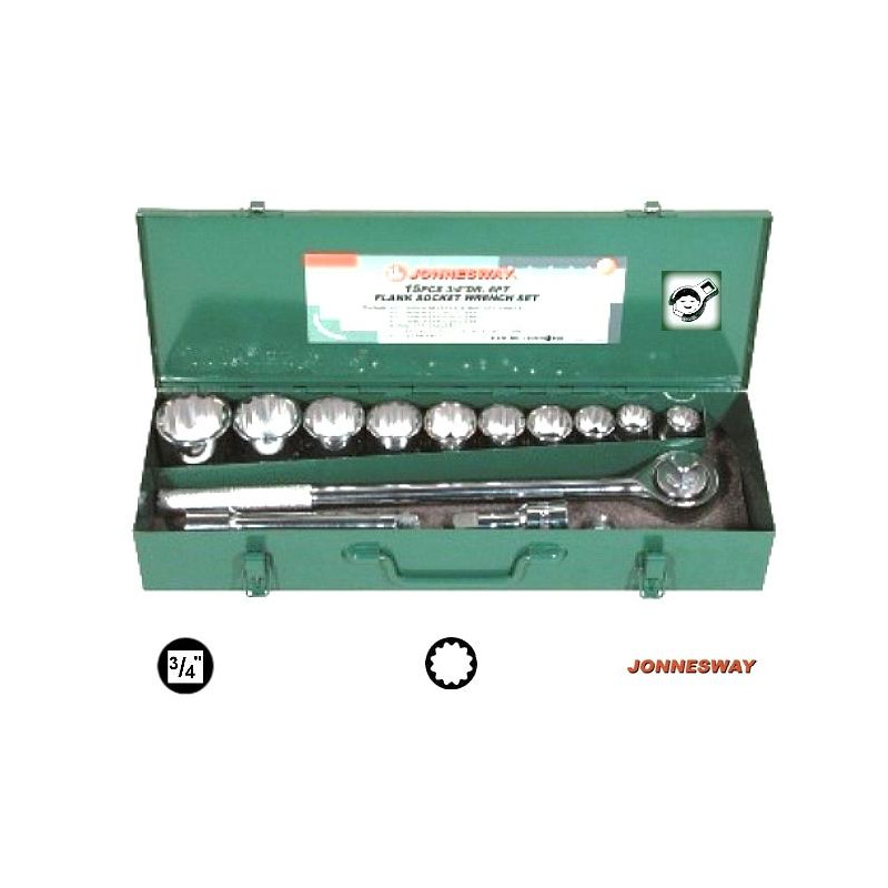 S04H6315S JS.RAKTŲ RINKINYS 14EL.3/4"12 KAMPAS. 22-50 mm METALINIS DĖŽUTĖ.