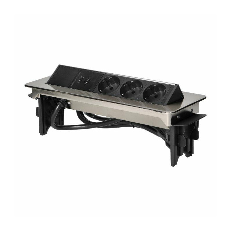 OR-AE-1364(GS) ORNO LIZDAI ĮLEIDŽIAMI Į VIDŲ. W BLAT 3X2P+Z (SCHUKO) USBx2 NIKLO