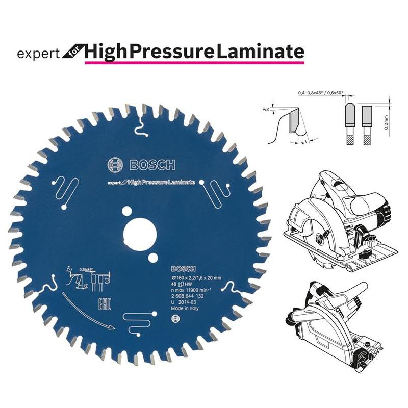 2608644132 BOSCH pjūklas EXP.H.PRESSURE.LAM 160x20x48z HPL, TRESPA.
