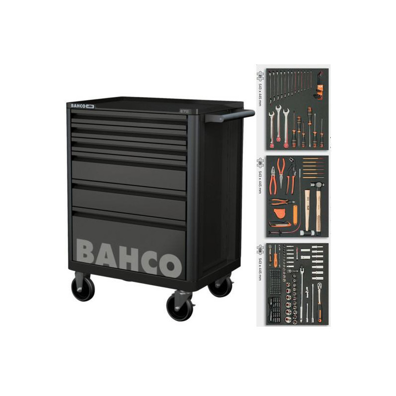 1472K6BKFF7SD BAHCO TOOLCART 214el. JUODA 6 STALČIAI