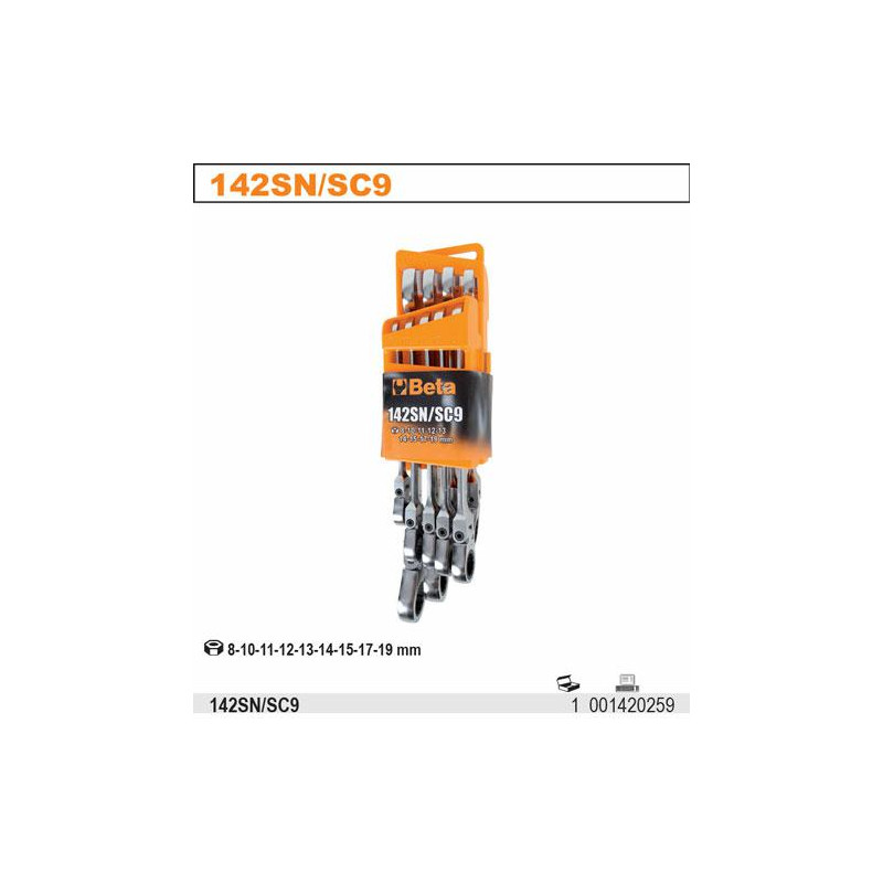 142SN-SC9 BETA Grindų raktai su M.ZAP.9vnt.142SN/SC9... SU RATCHET