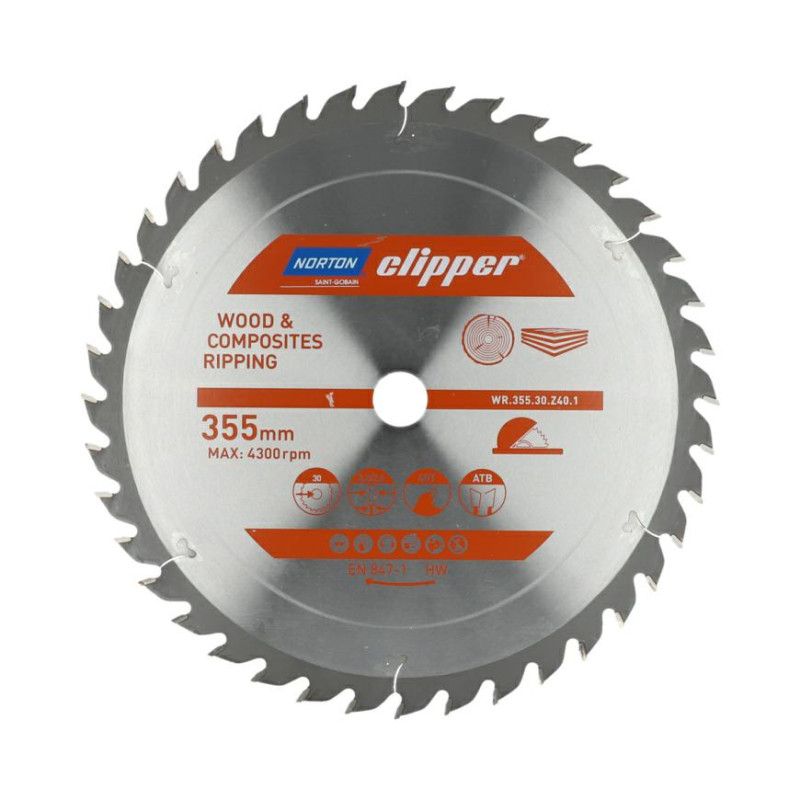 70184608076 NORTON TARGET TOOL Saw 355mm x 30mm x 40z ATB WOOD AND COMPOSITES (3.2 / 2.4)