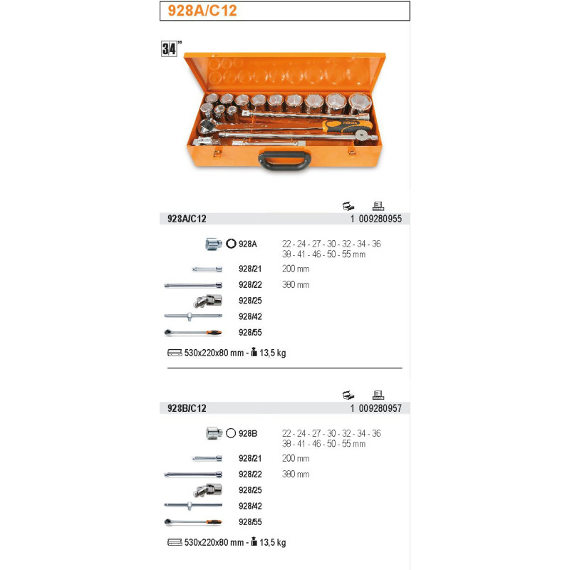 928A-C12 BETA SET.NAS.3/4" 17vnt /928A/C12...