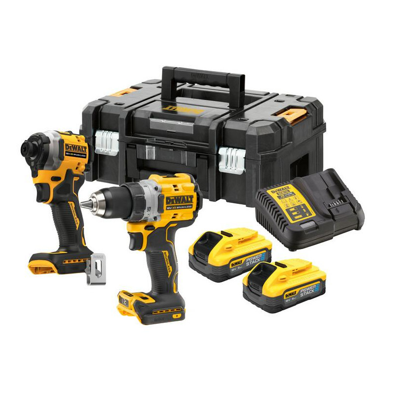 DCK2051H2T-QW DEWALT.COMBO 18V komplektas DCK2051H2T (DCD800+DCF850) 2x5.0Ah POWERSTACK TSTAK