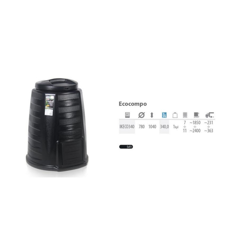 IKECO340-S411 PP.KOMPOSTERIS 340L JUODAS