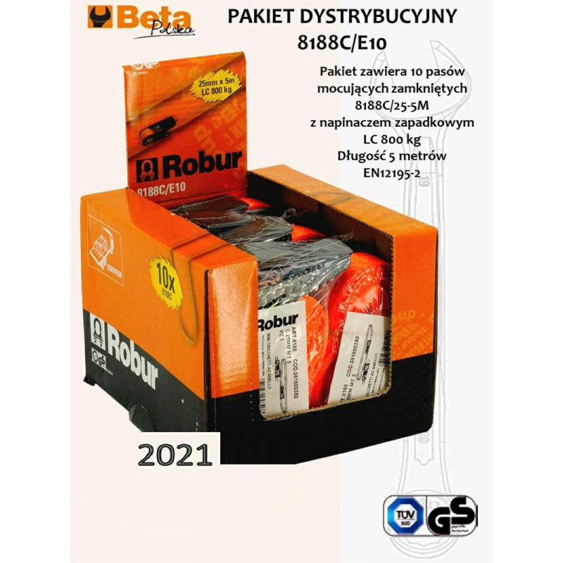 8188C-E10 BETA RESTRAINTING BELT 750kg/5.0m/25mm /10vnt EXPOSITOR