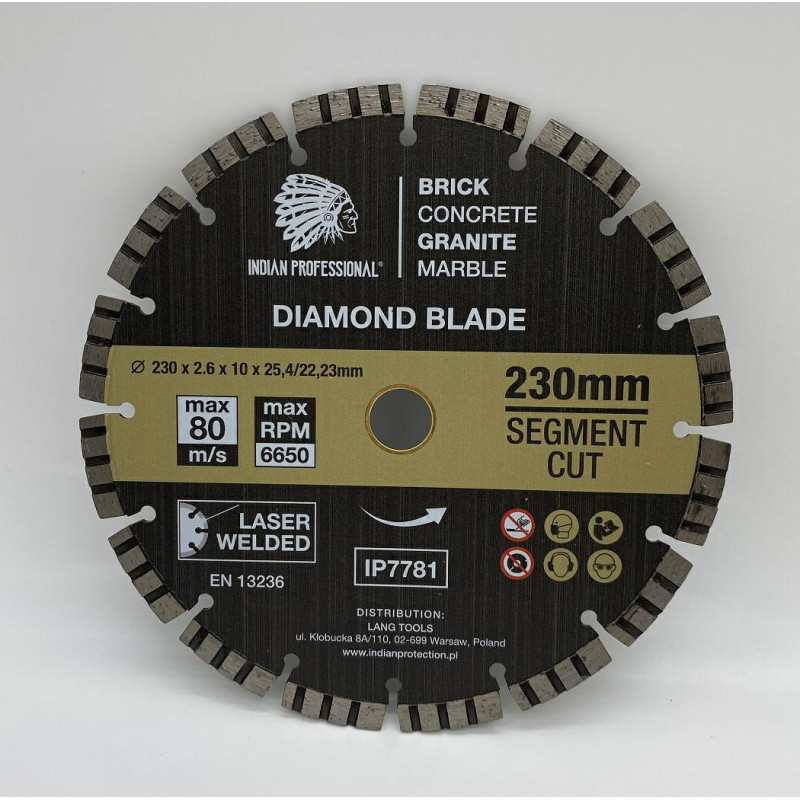 IP7781 DIAMOND TAR 230 mm SEGMENTINIS TURBO CUT INDIAN PROFESSIONAL