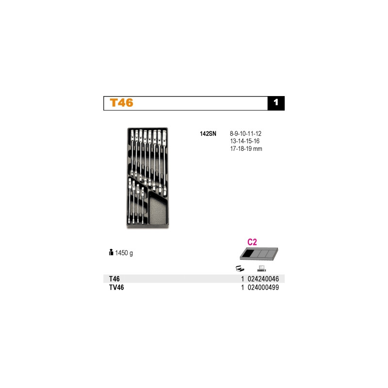 2424-T46 BETA RAKTŲ RINKINYS 12 vnt. ...
