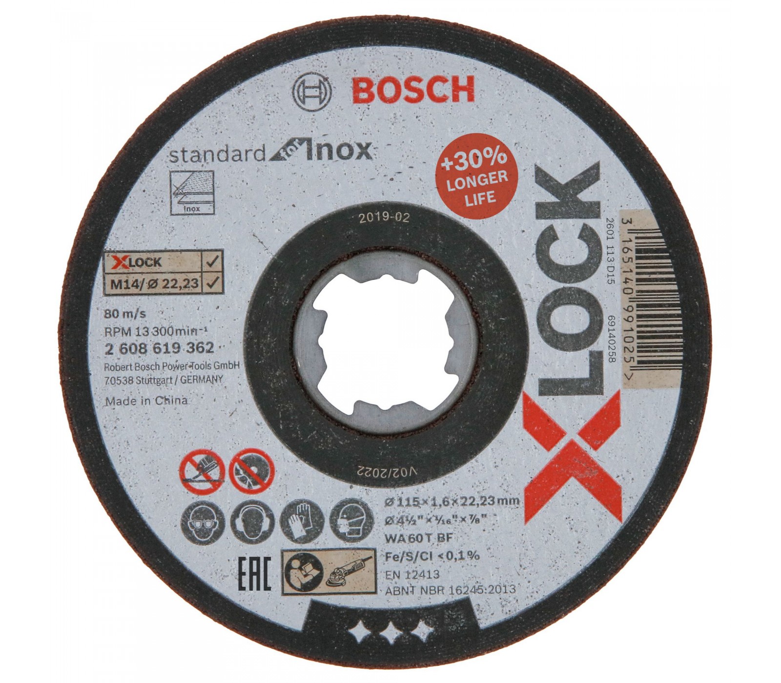 Pjovimo diskas Bosch X-LOCK Standard for Inox, 115 x 1,6 mm T41