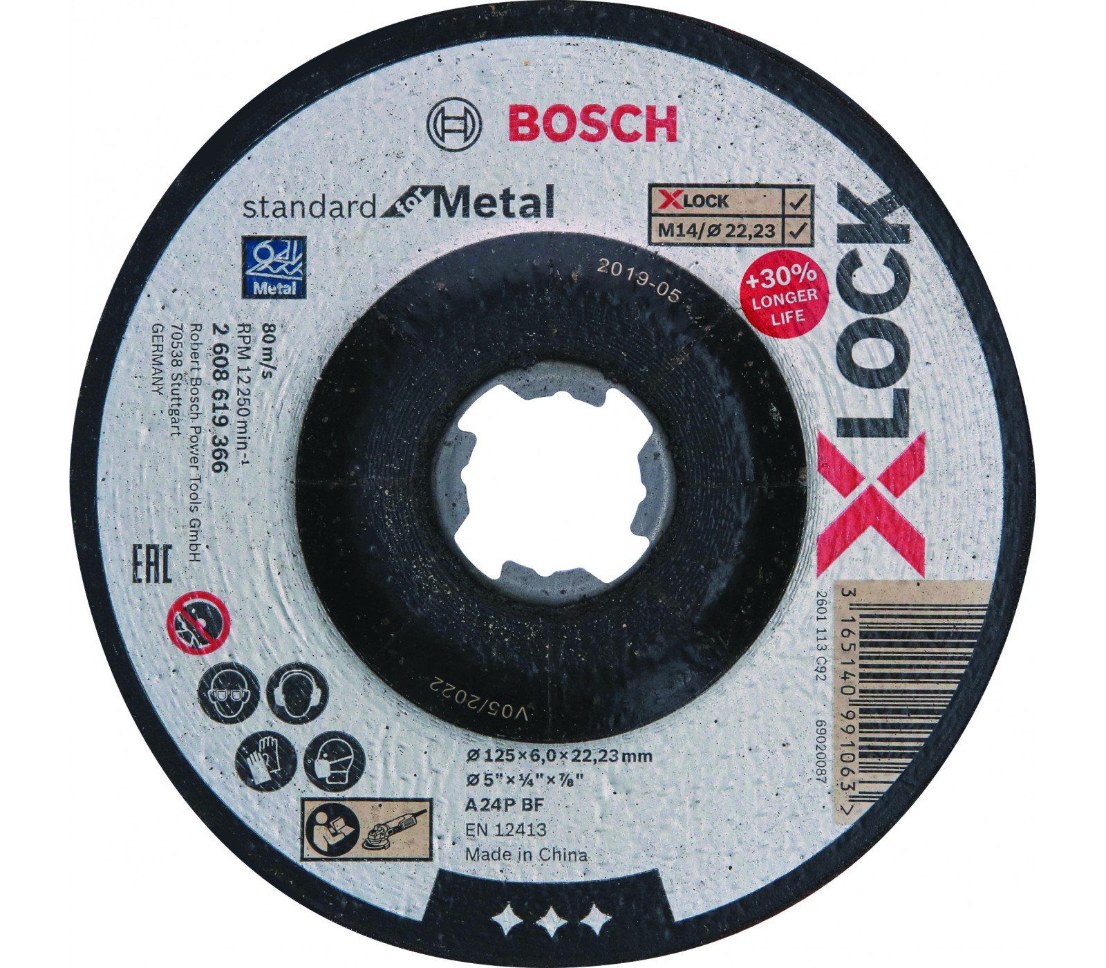 Šlifavimo diskas Bosch X-LOCK Standard for Metal, 125 x 6 mm T27