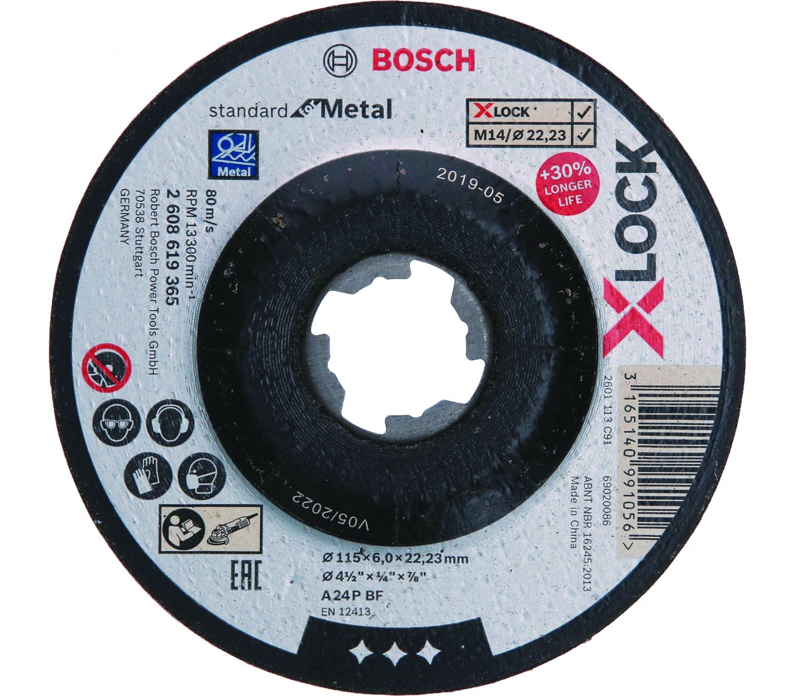 Šlifavimo diskas Bosch X-LOCK Standard for Metal, 115 x 6 mm T27