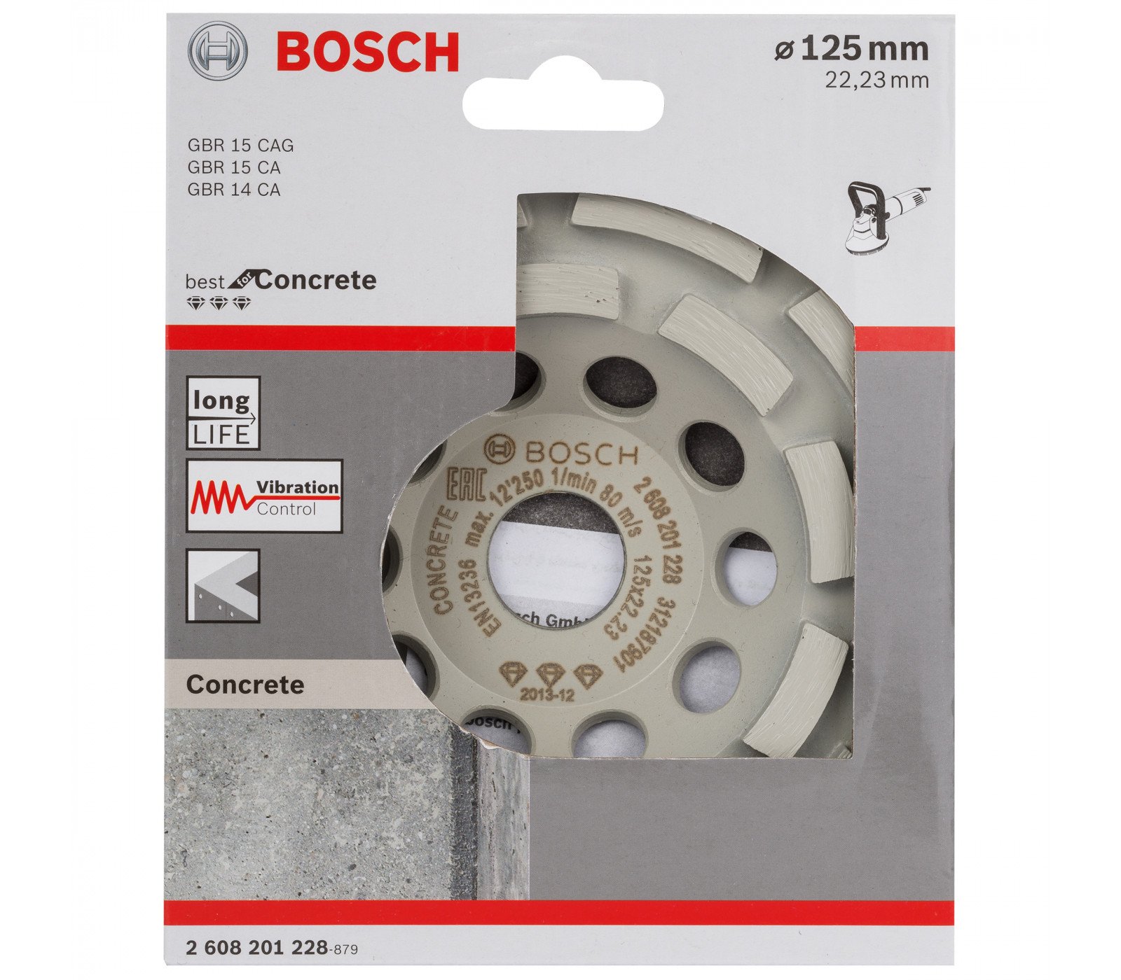 Universalus deimantinis šlifavimo diskas betonui Bosch, 125 x 22,23 x 4,5 mm, 1 vnt. (2608201228)
