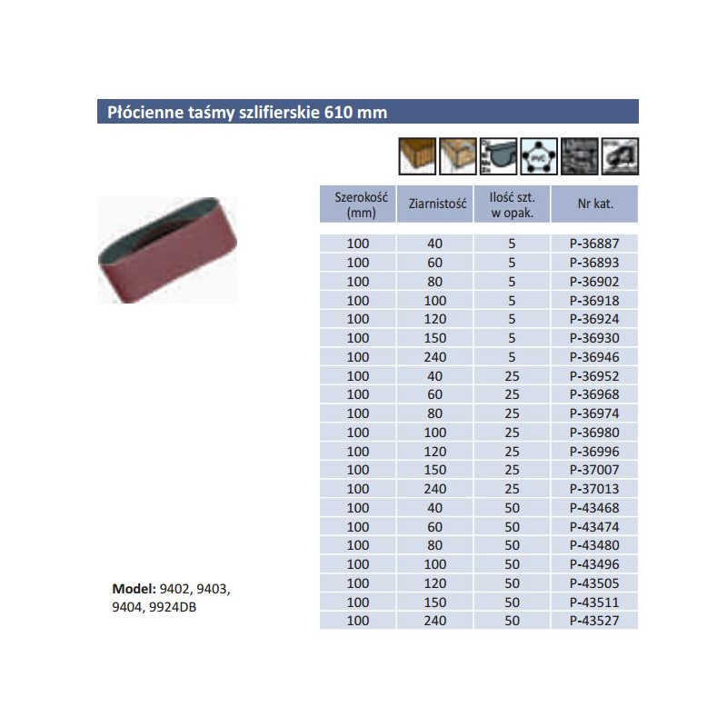 P-43527 Dugno juostos 100 x 610 mm gr. 240 50 vnt.