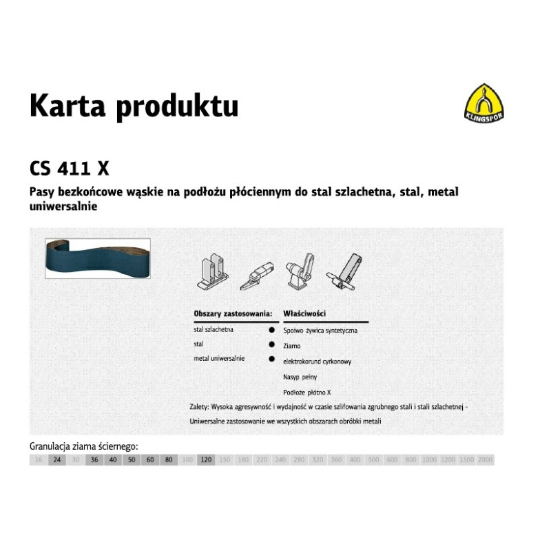 KBLS411X80 KLINGSPOR ELEKTRONINIAI ĮRANKINIAI DIRŽAI CS411X 100mm x 915mm gr. 40 /12 vnt. NERŪDIJANTIS PLIENAS