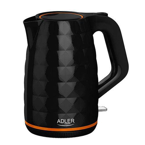 Virdulys Adler  Kettle  AD 1277  Standard  2200 W  1.7 L  Plastic  360° rotational base  Bla