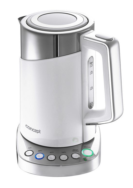 Concept RK3170 electric kettle 1.7 L 2200 W Stainless steel, White