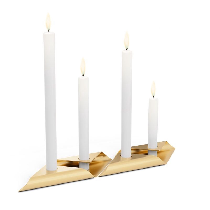 HOFATS SQUARE CANDLE žvakių laikiklis aukso, 4 vnt.