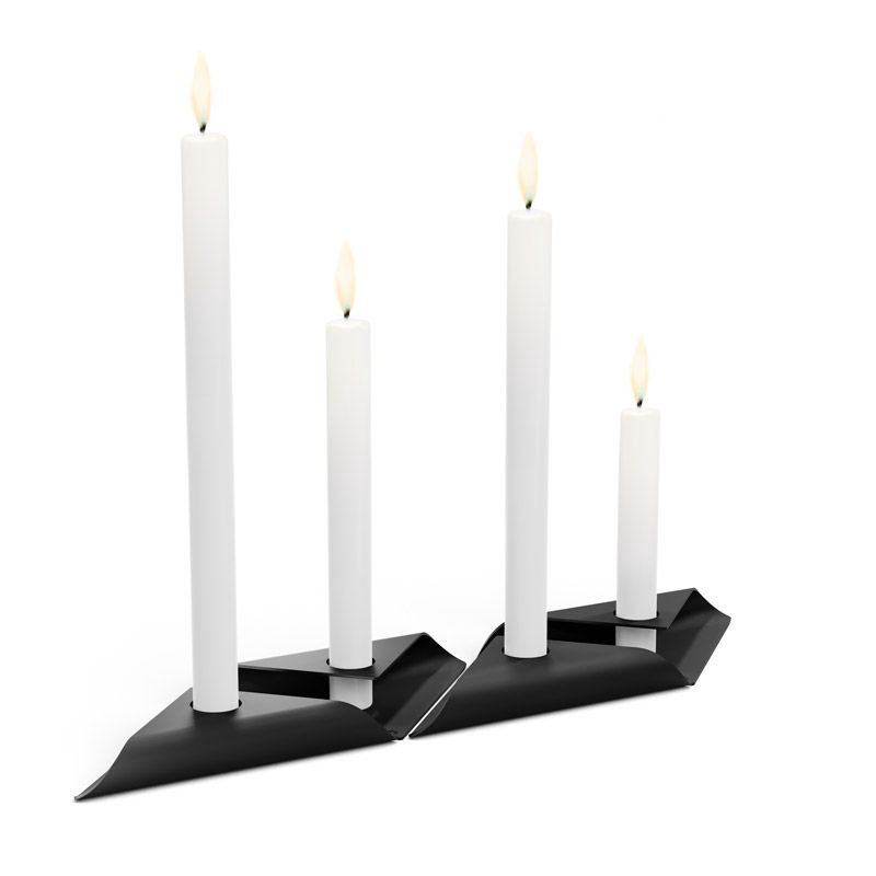 HOFATS SQUARE CANDLE žvakių laikiklis juoda, 4 vnt.