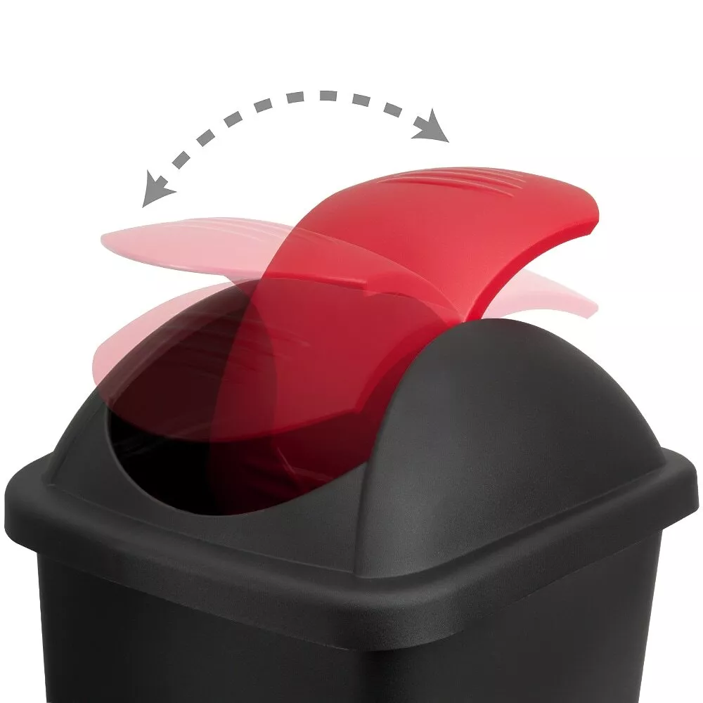 Šiukšliadėžė Juoda/Raudona Plastikinė 60L