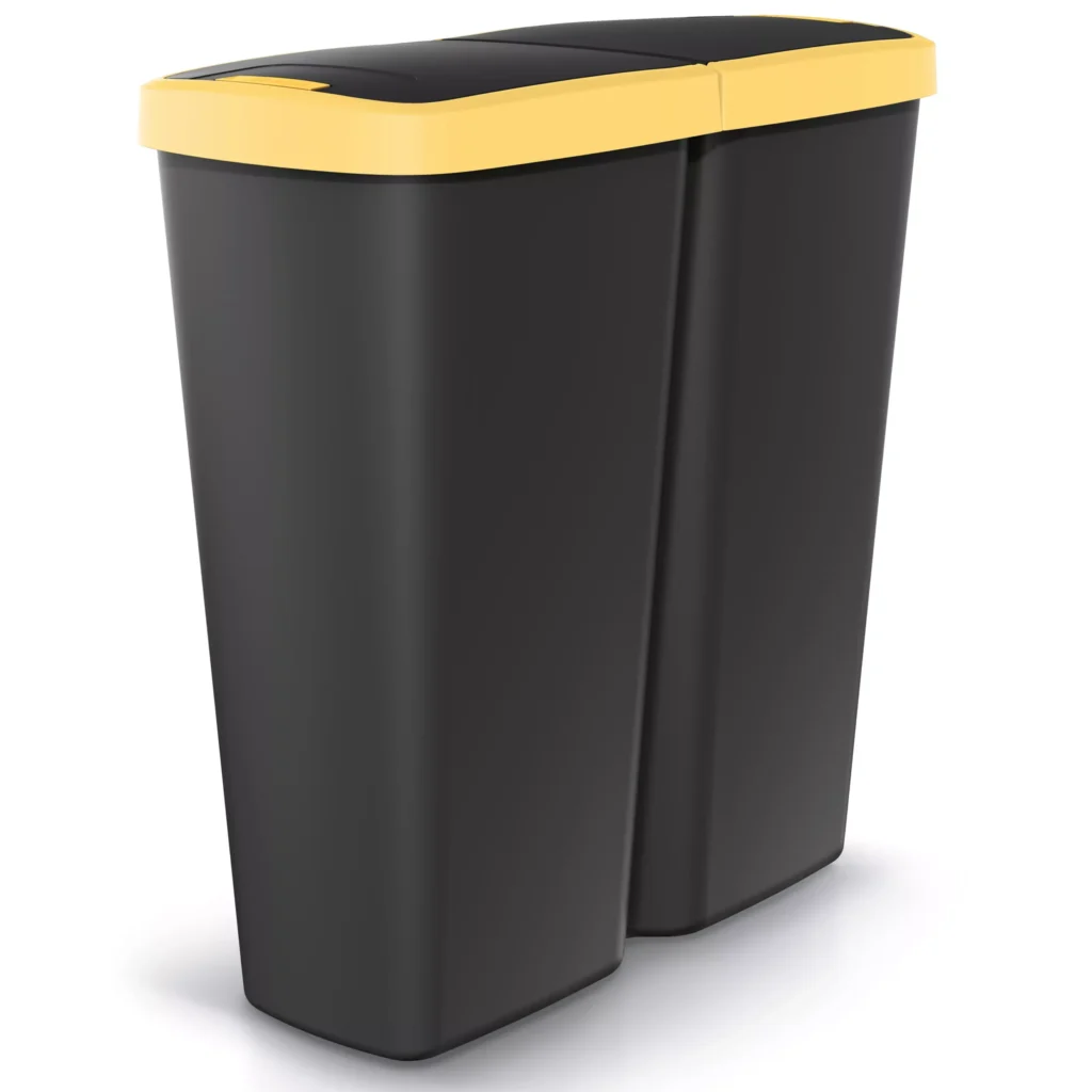 Atliekų dėžė Duo juoda/geltona 50L 55x25x57cm