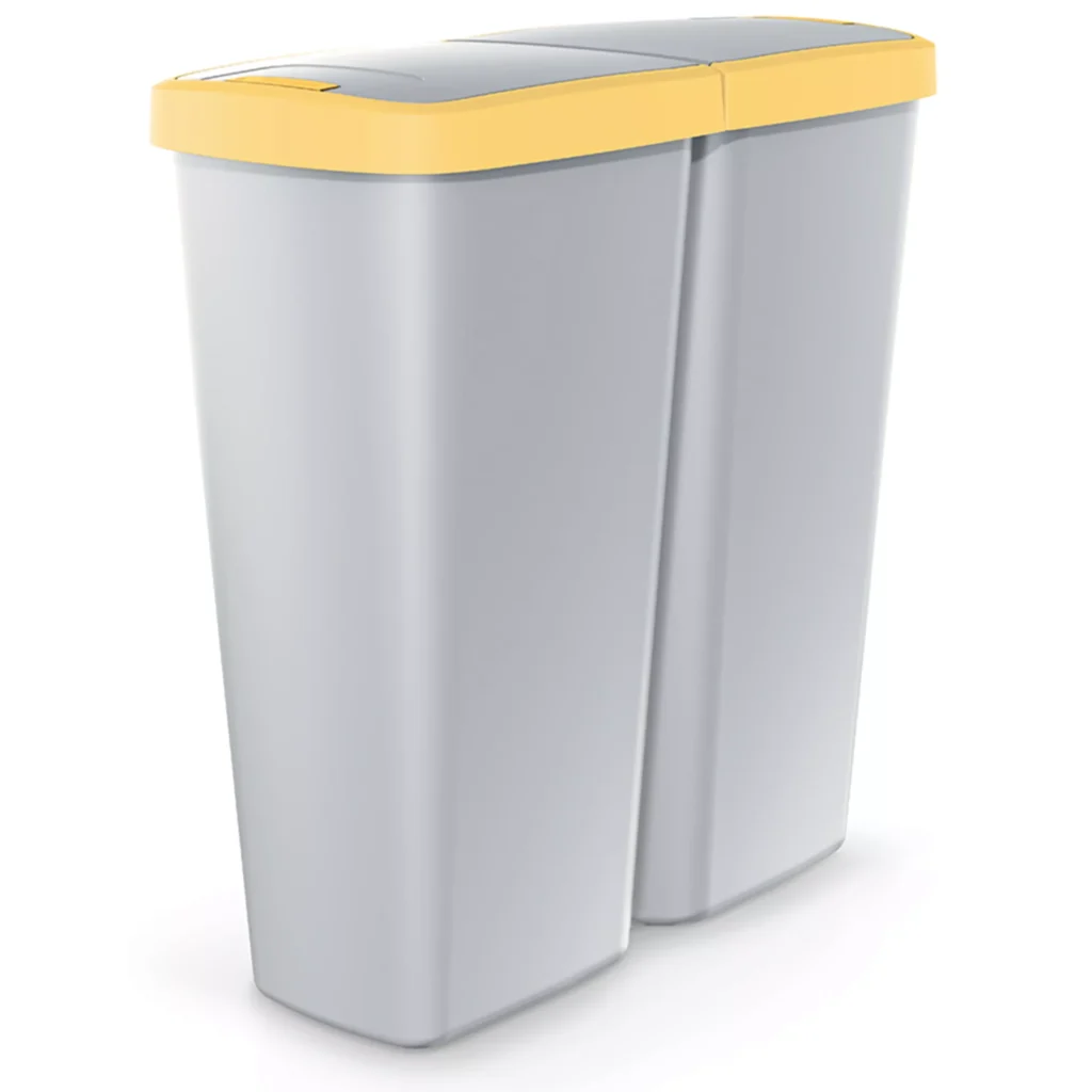 Daugiafunkcinė šiukšliadėžė Duo pilka/geltona 50L 55x25x57cm