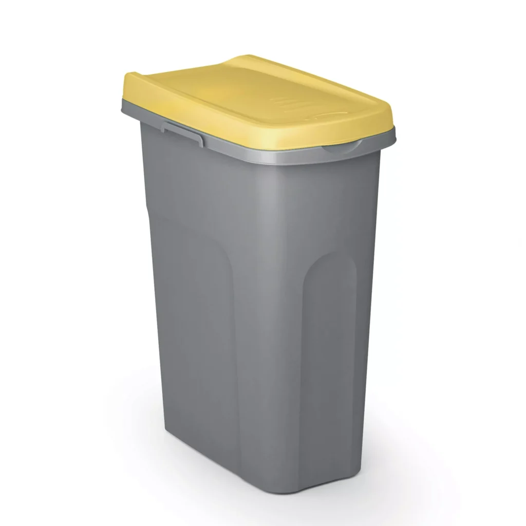 Atliekų dėžė pilka/geltona plastikinė 25L
