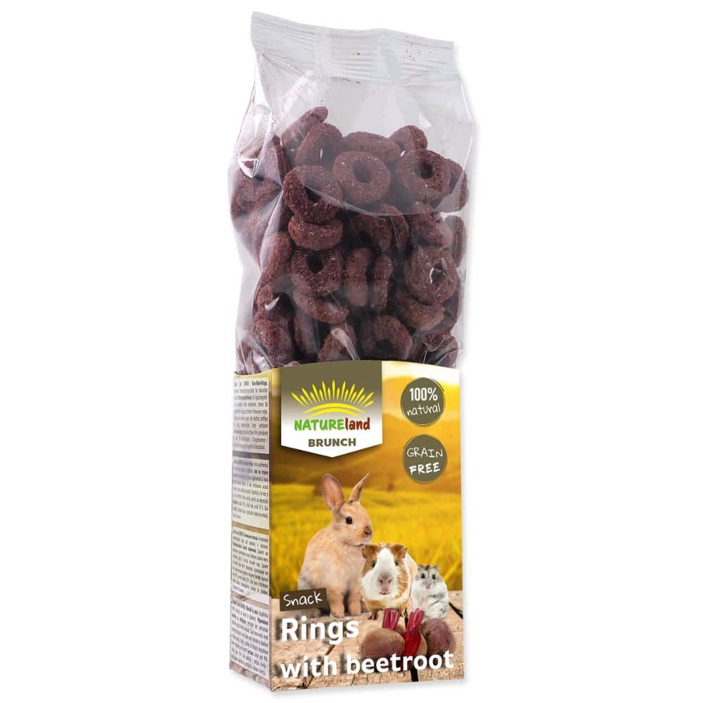 Nature Land BRUNCH Grain-free Beetroot Rings 105g skanėstai graužikams su burokėliais