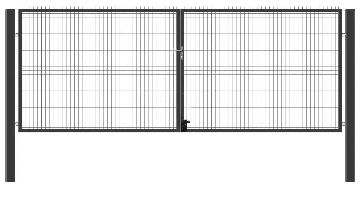 Vartai su dviem stulpais 1530 x 3000mm, 5mm, pilkos spalvos (Ral7016)