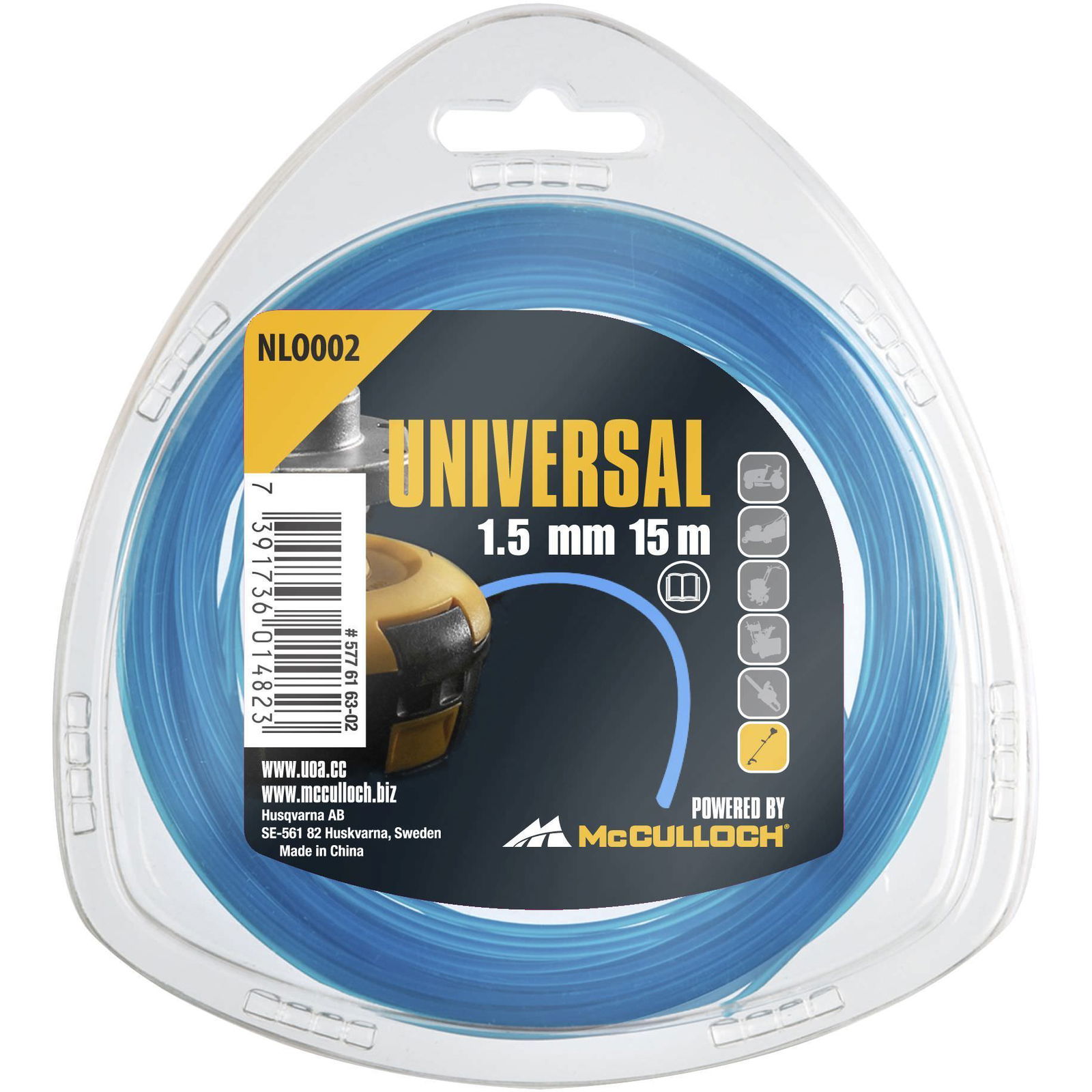 Apvalus žoliapjovės pjovimo lynas UNIVERSAL NLO002, 1,5 mm x 15 m