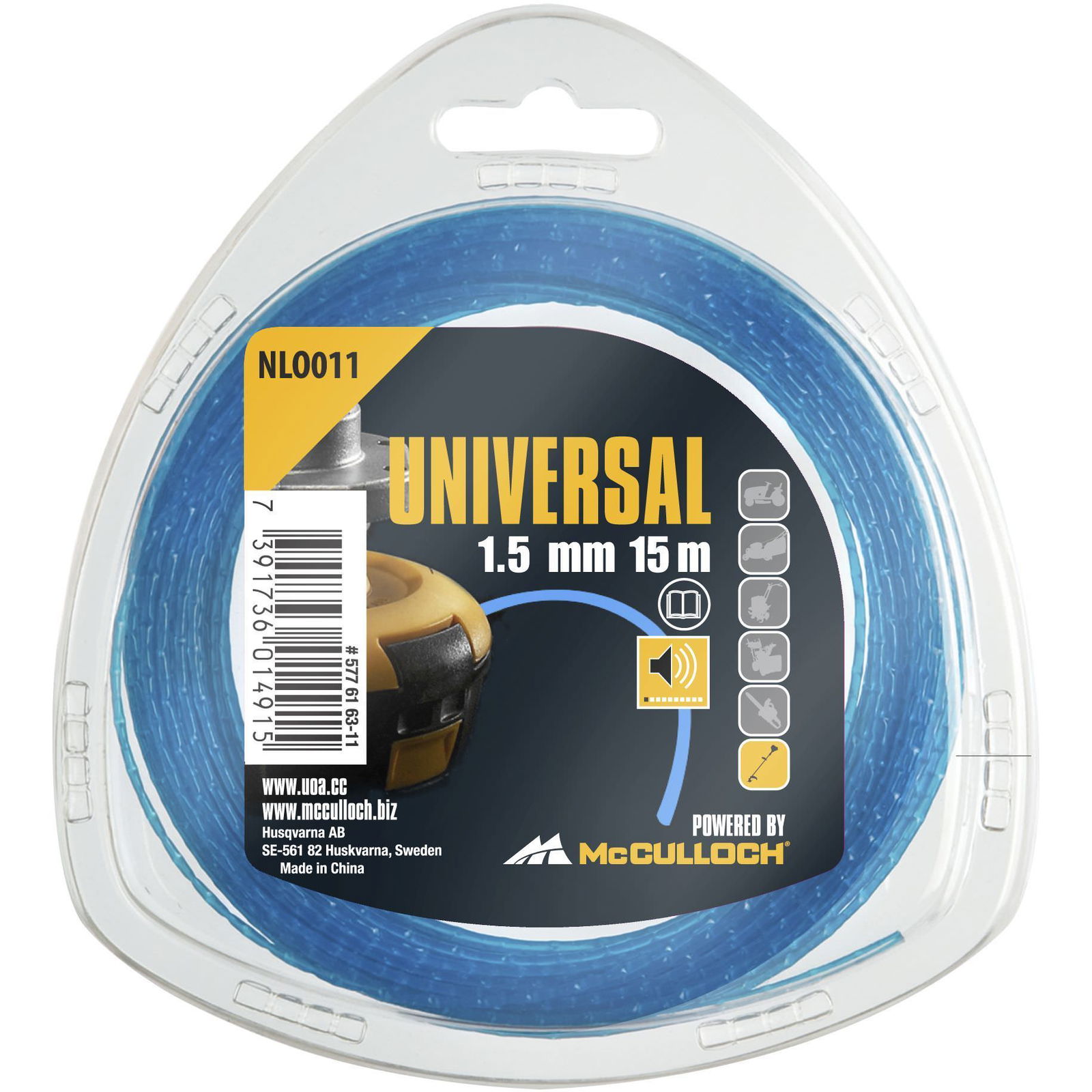 Apvalus žoliapjovės pjovimo lynas UNIVERSAL NLO011, 1,5 mm x 15 m