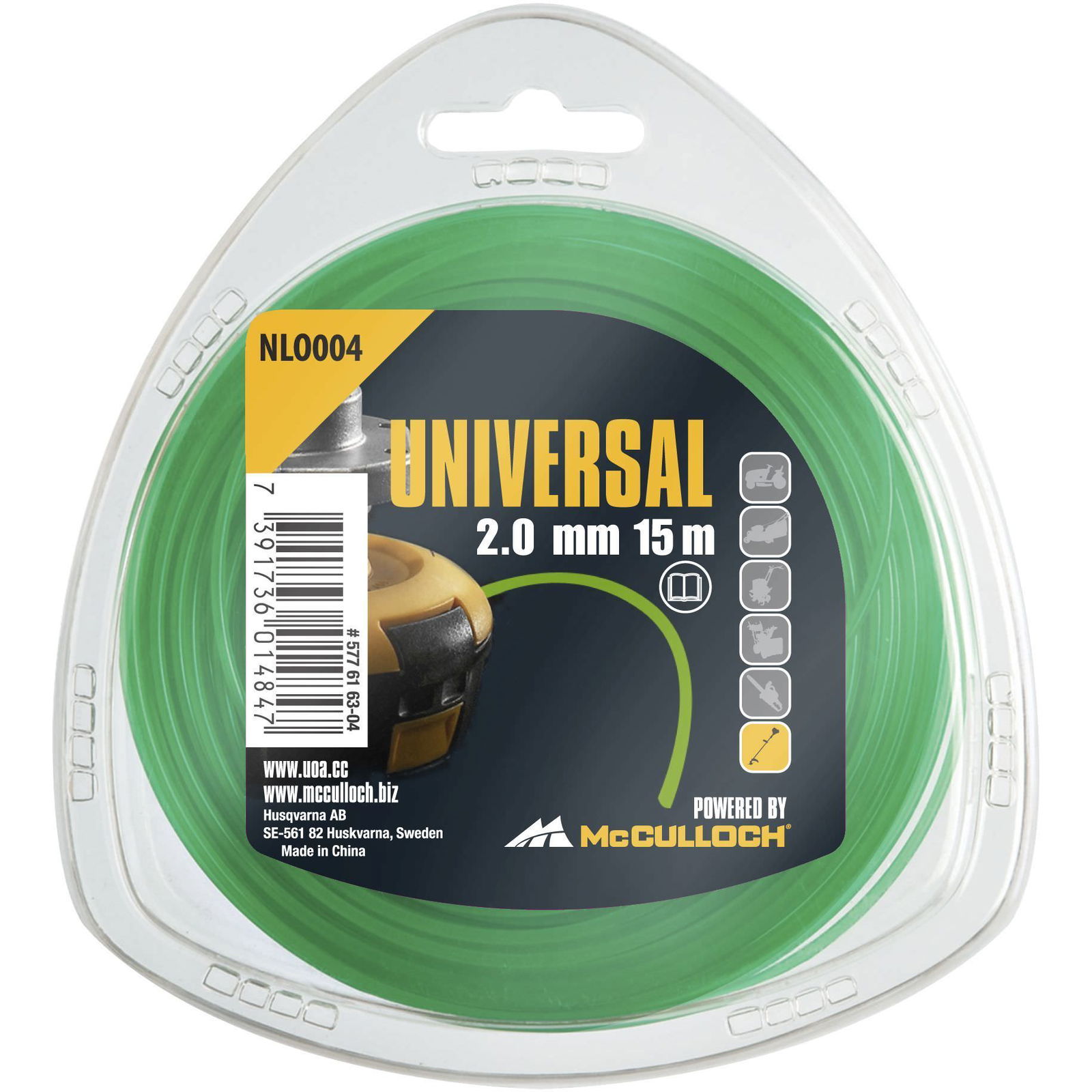 Apvalus žoliapjovės pjovimo lynas UNIVERSAL NLO004, 2,0 mm x 15 m