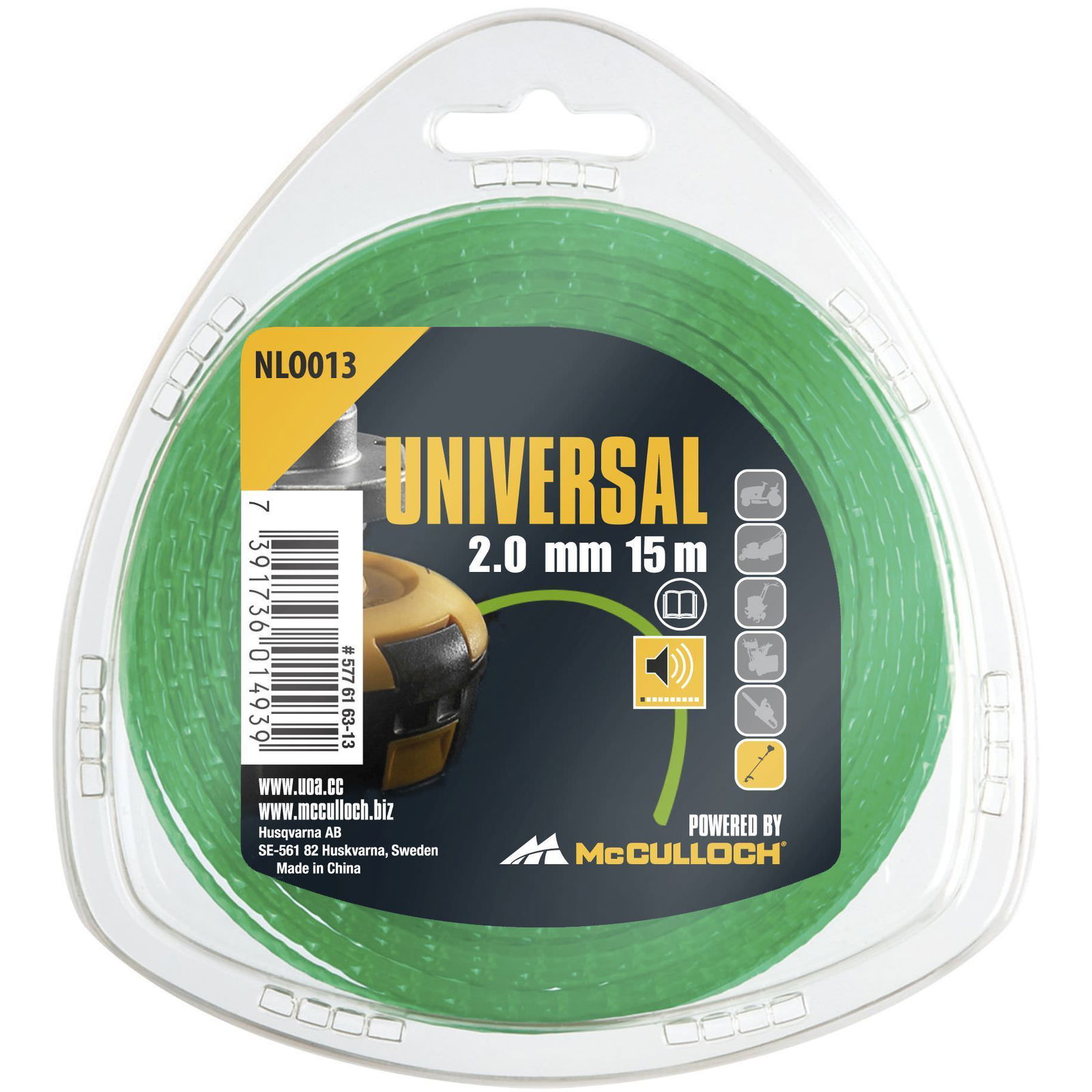 Apvalus žoliapjovės pjovimo lynas UNIVERSAL NLO013, 2,0 mm x 15 m