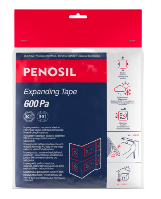 Savaime besiplečianti juosta PENOSIL Expanding Tape 600Pa,10/3-5mm, juodos sp., 10m/rul