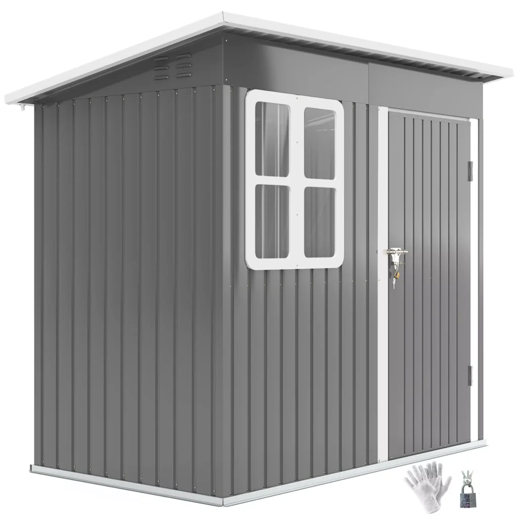 Sodo namelis su vienšlaičiu stogu, įrankių namelis 2,55 m², 221 x 133 x 190/173 cm, pilka