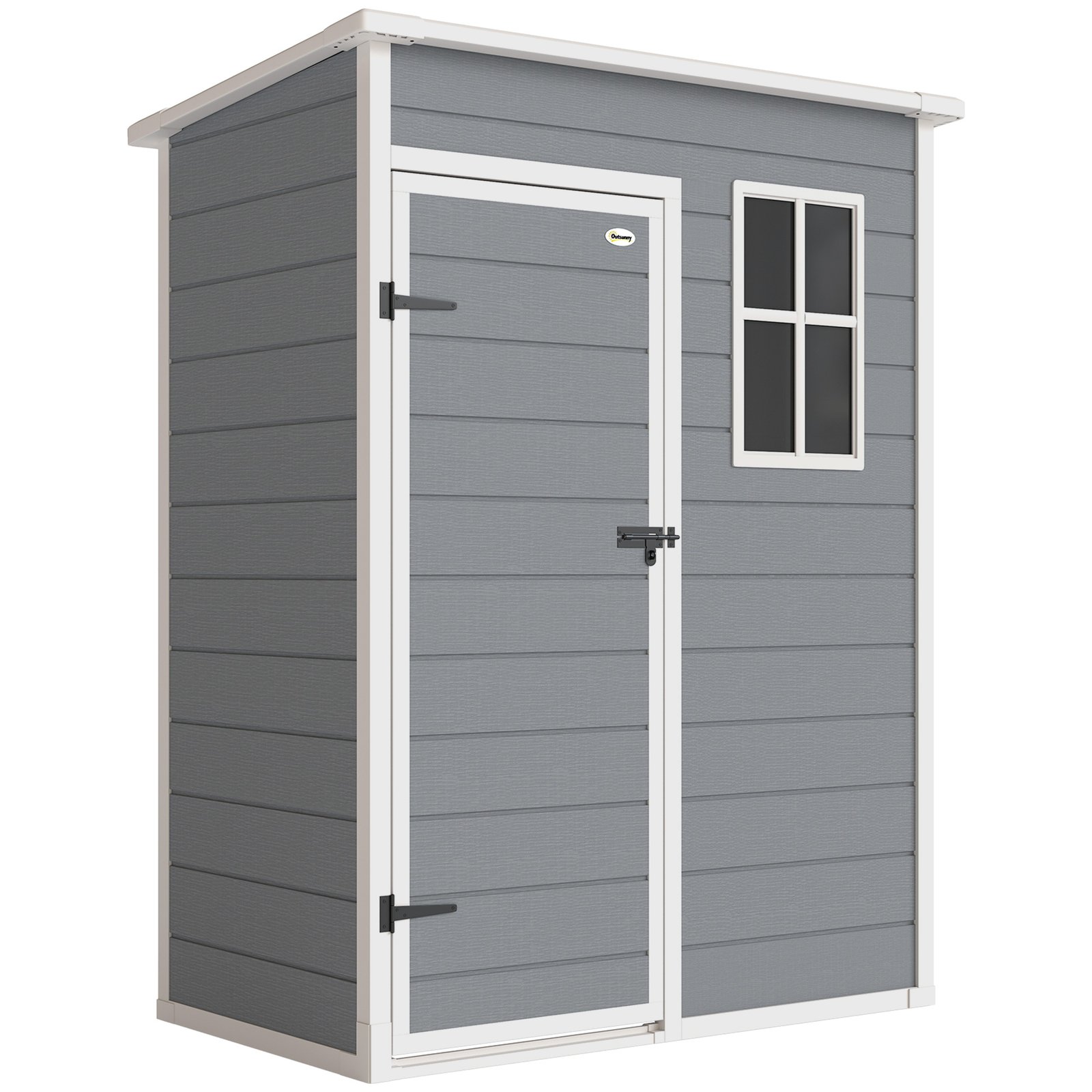 Outsunny Sodo Namelis Plastikinis 1,14m² 151 x 92 x 193cm Su Nameliu Stogeliu Grindys Langas Pilkas