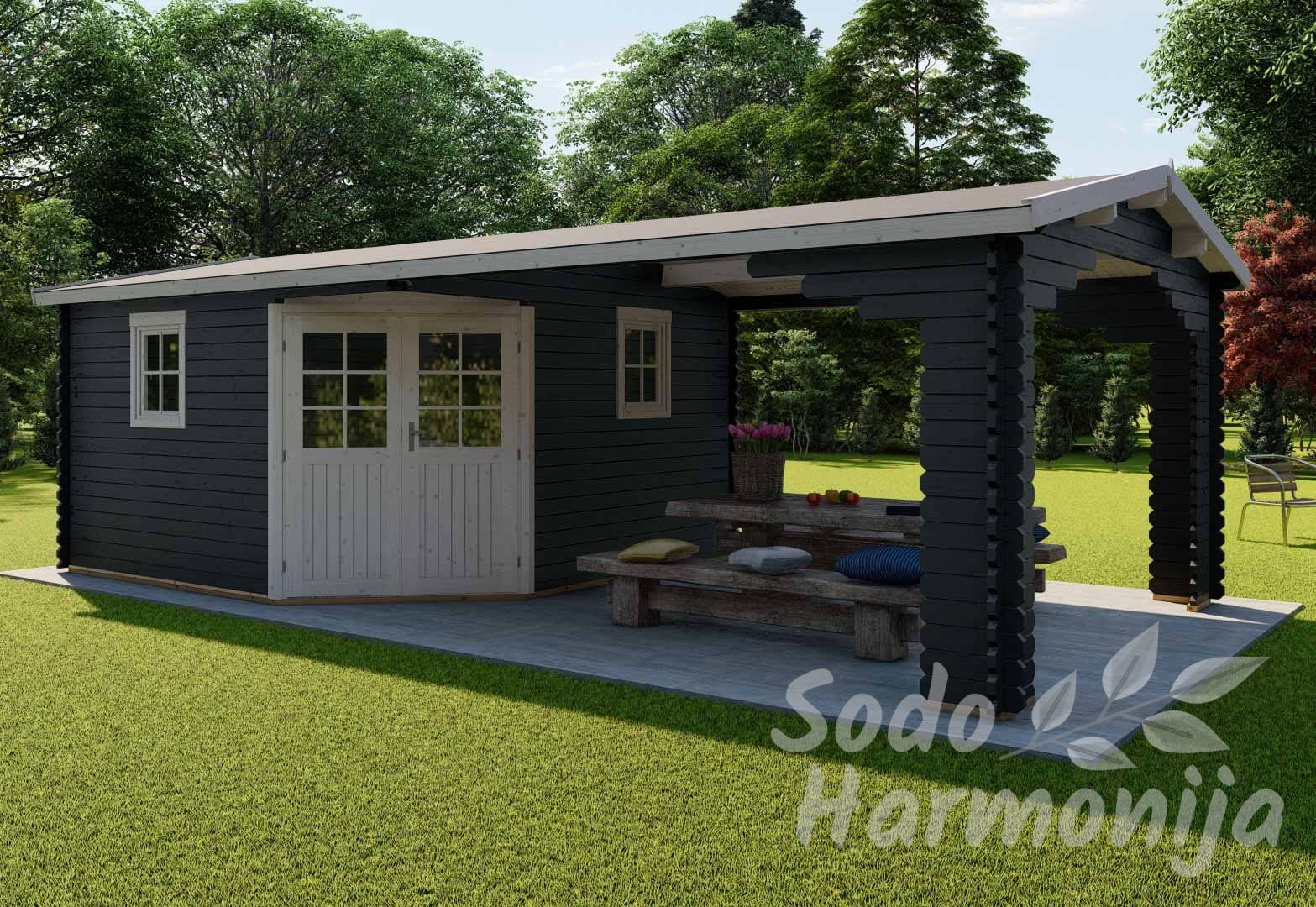 Sodo namelis su veranda Groningen 40mm