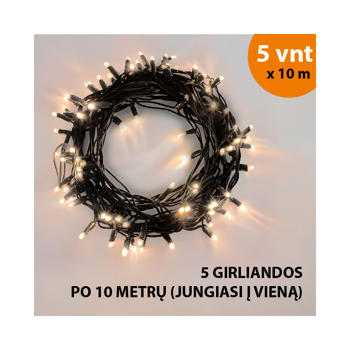 Lauko ir vidaus girlianda (LED lemputės) 50 m PROLED juoda