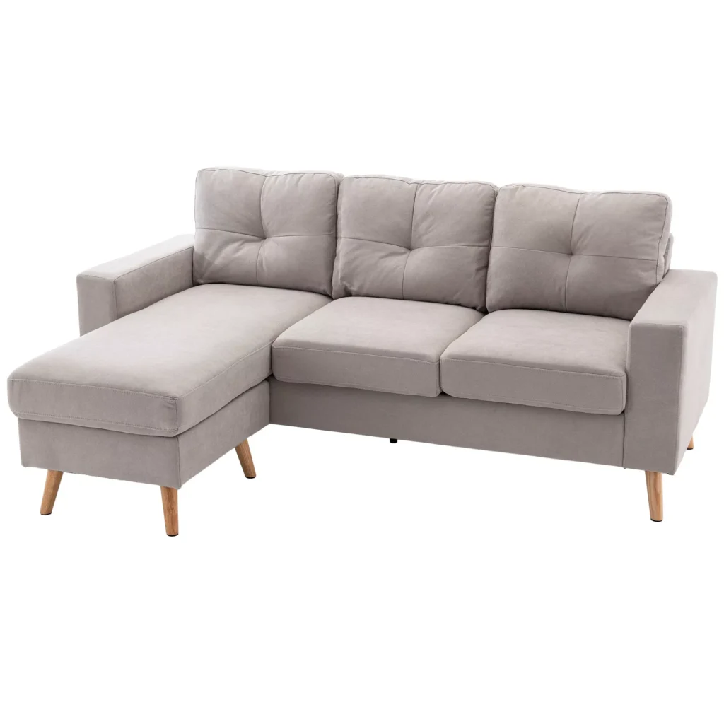 L formos kampinė sofa - šviesiai pilka