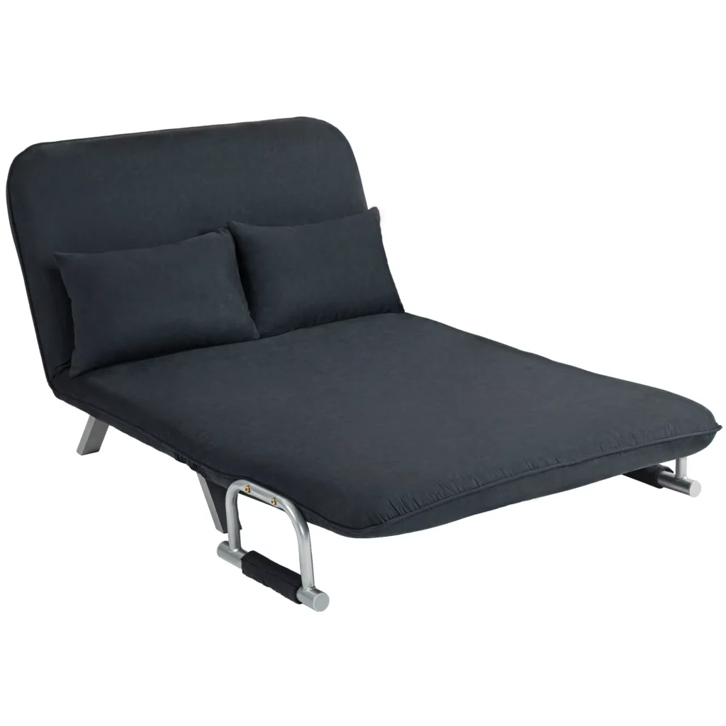 Sofa lova su reguliuojamu atlošu, 2 vietų sofa su miegojimo funkcija, juoda 111 x 80 x 78 cm