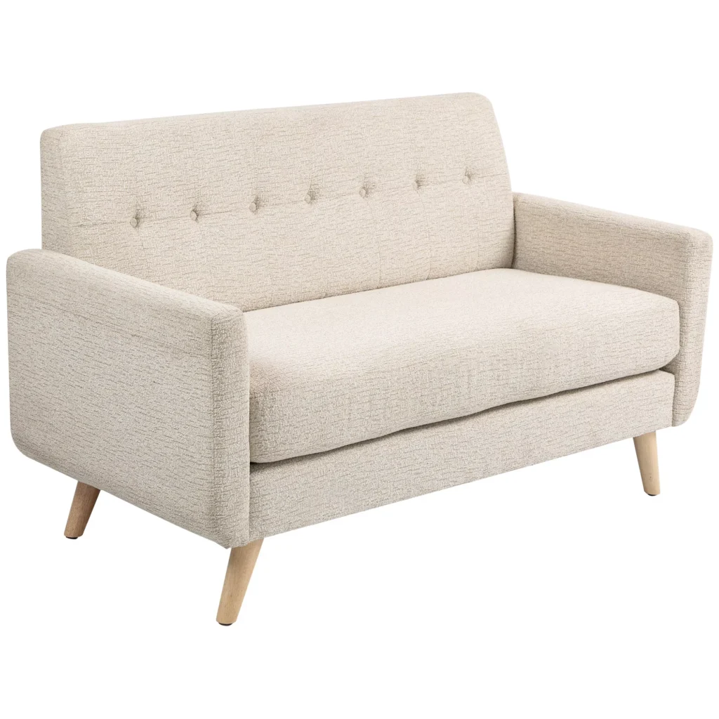 2 vietų sofa su medinėmis kojomis - smėlio spalvos