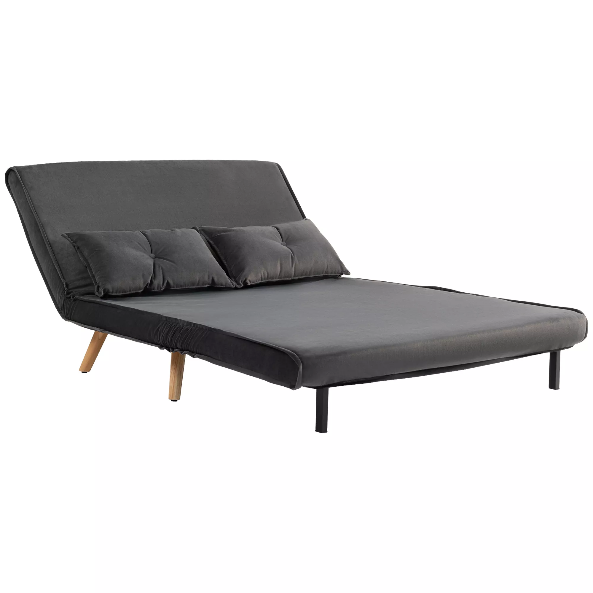 HOMCOM 2 vietne
skalves sofa, sofa-lova, sofa-lova, transformuojama į lovą, reguliuojama atlošas, audinio apmušalas, metalinis rėmas, pilka
