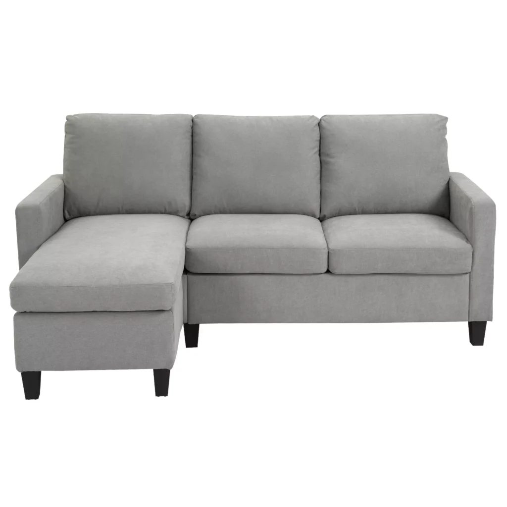 HOMCOM Kampinis svetainės baldų komplektas su miegojimo funkcija, 3-vietis sofa su patalynės dėže ir pagalvėmis, kampinė sofa, L formos sofa, audinio apmušalas, pilka