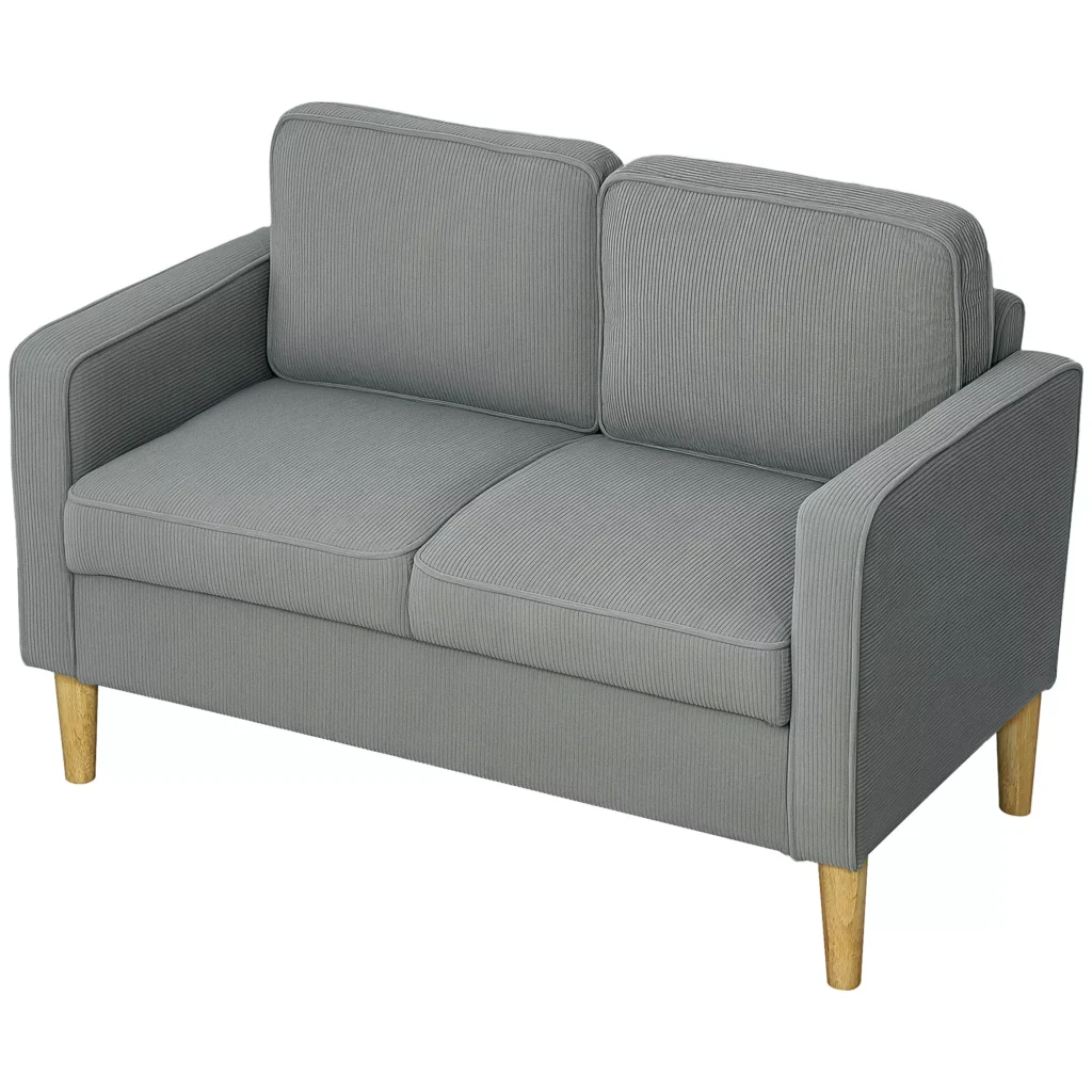 Šviesiai Pilka Sofa 2 Sėdimų Vietų su Porankiu ir Daiktadėže | Medinėmis Kojomis, 117 x 63 x 79 cm