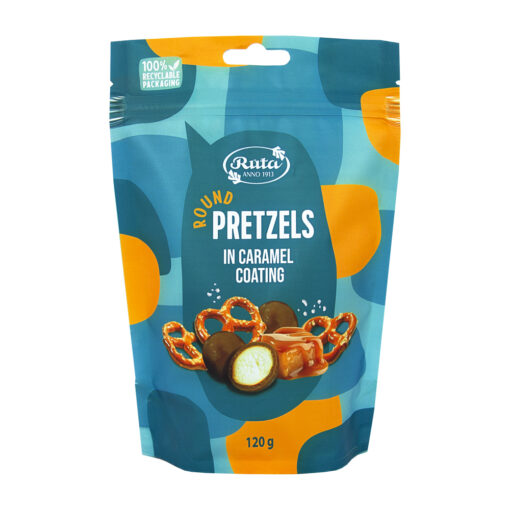 Rūta Rutuliukai „Pretzels” su karameliniu glaistu, 120g