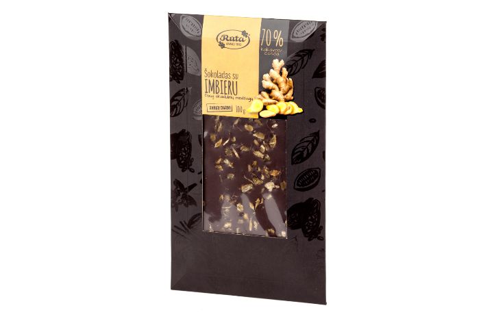 Šokoladas 70% su imbieru, 100g