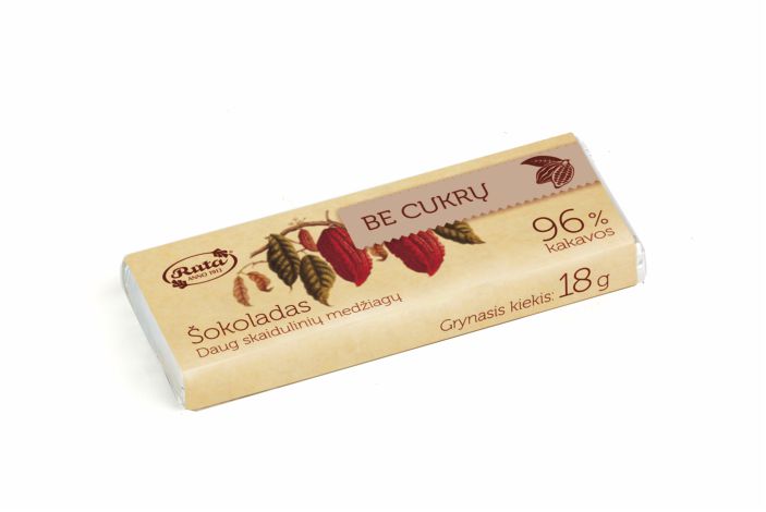 Juodas šokoladas  mažai cukrų, 96%