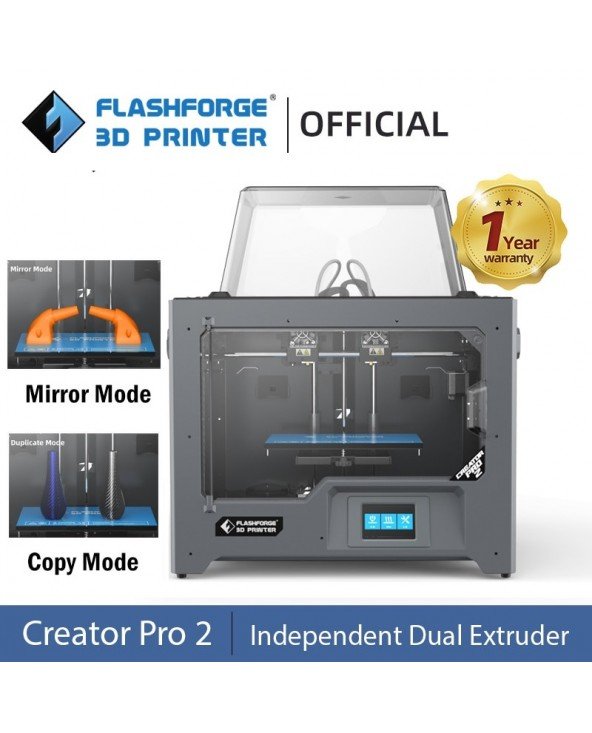 "Flashforge Creator Pro 2" nepriklausomas dvigubo išspaudiklio 3D spausdintuvas "pasidaryk pats" rinkinys Daugiaspalvis