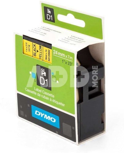 Dymo D1 24mm Black/Yellow labels 53718